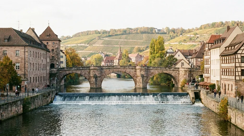 Die Nahe bei Bad Kreuznach - urbaner Flusslauf mit Brücken