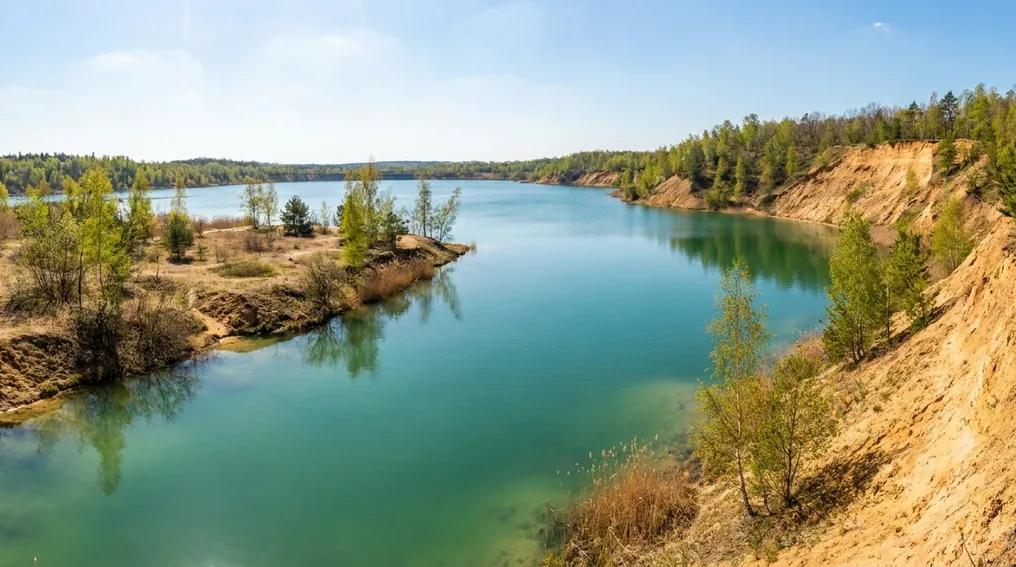 Der Störmthaler See im Leipziger Neuseenland mit Steilkanten