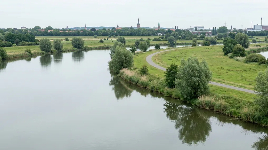 Der Werdersee, ein eingedeichter Weser-Altarm in Bremen